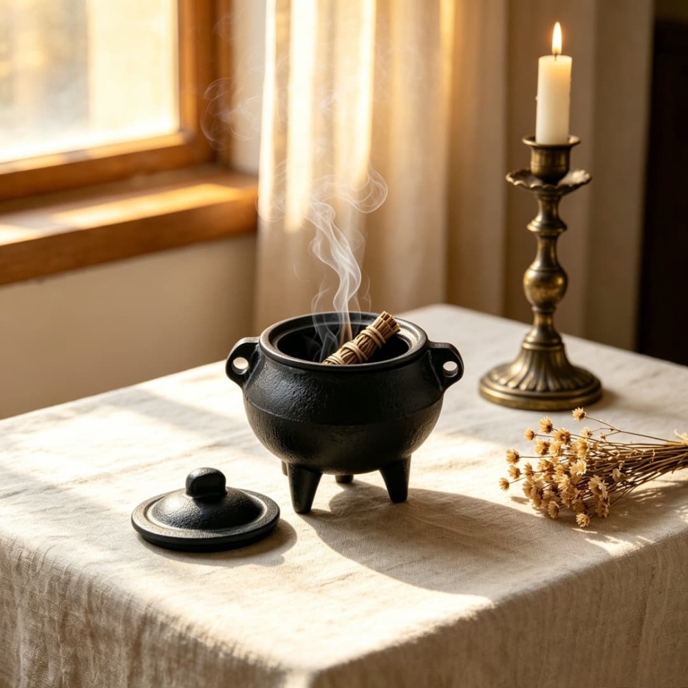 Home Fragrance Miniso - Mini Cast Iron Cauldron Incense Burner